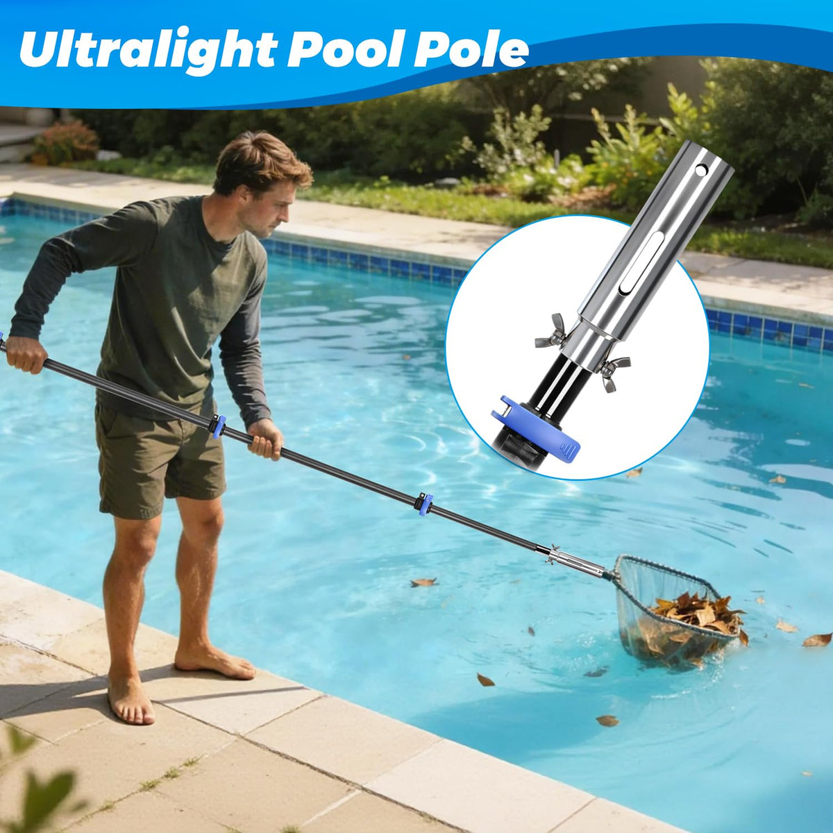 DOBEN pole 1-1/4 inch detachable adapter enables compatible accessory use.