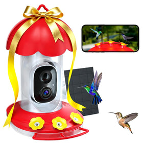 DOCOON hummingbird feeder camera front view for easy backyard birdwatching with AI insights.