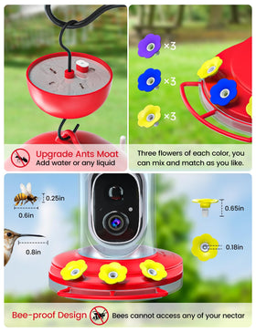 DOCOON hummingbird feeder camera solar panel powers long monitoring outdoors.