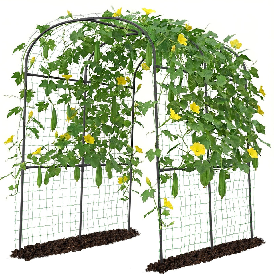 DoCred tall garden arch trellis 83-inch assembly shows sturdy, rust-resistant frame.