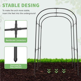 DoCred trellis overview arch shot highlights open design for climbing vines.