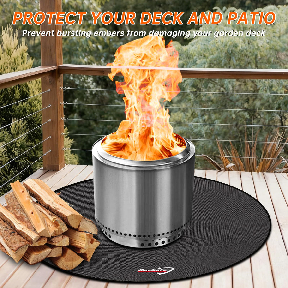 DocsSafe collapsible fire pit mat ready for easy storage.
