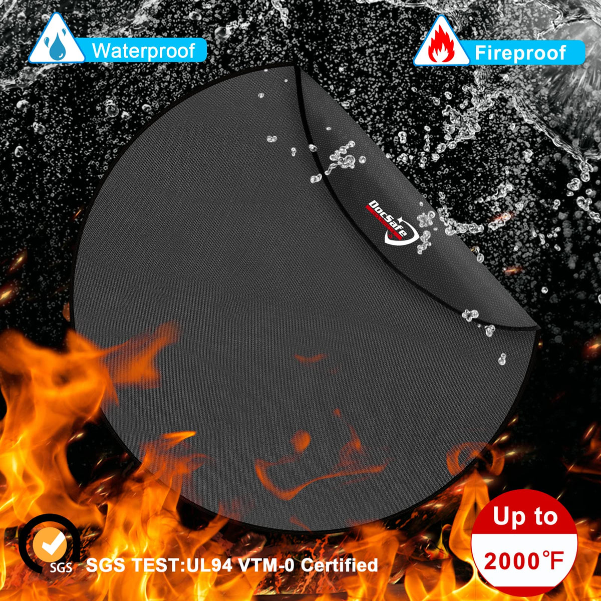 DocSafe four-layer fireproof mat close-up demonstrating durability and water resistance.