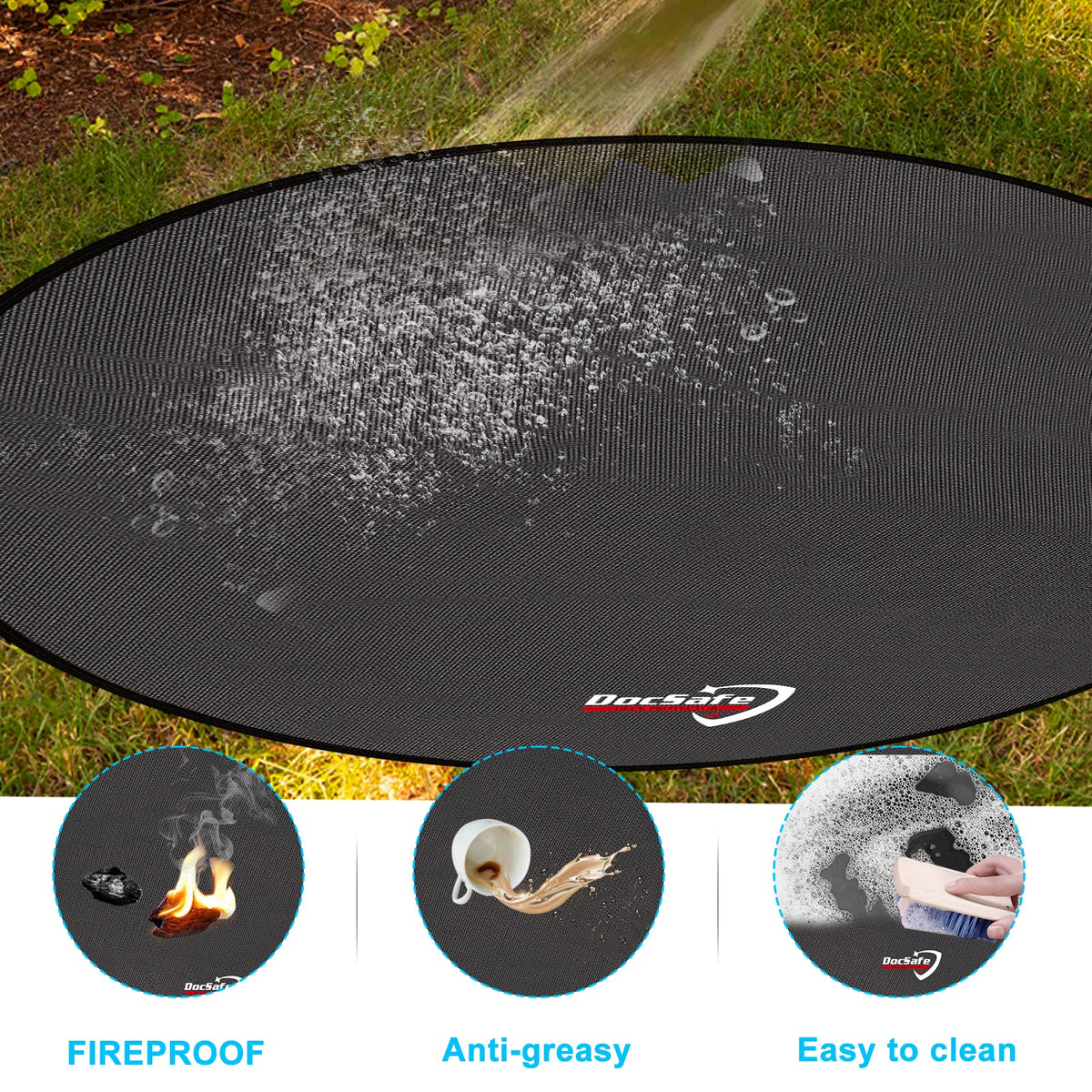DocSafe four-layer silicone-coated mat detail showing long-lasting fire protection.