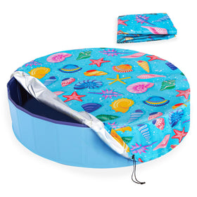 Docuwee round dog pool cover 48-inch starfish pattern protects water from debris