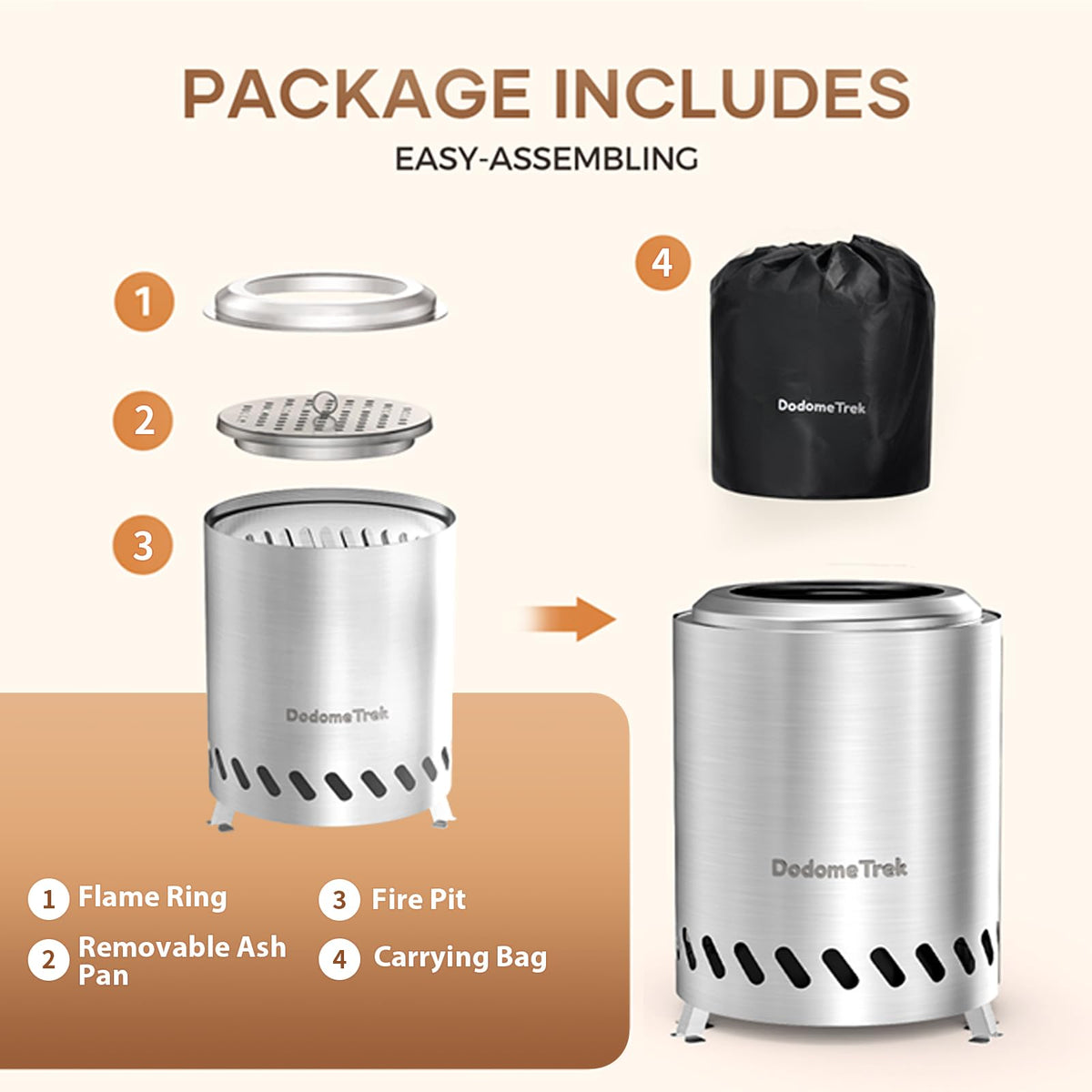 Dodometrek portable fire pit with carry bag for on-the-go gatherings.