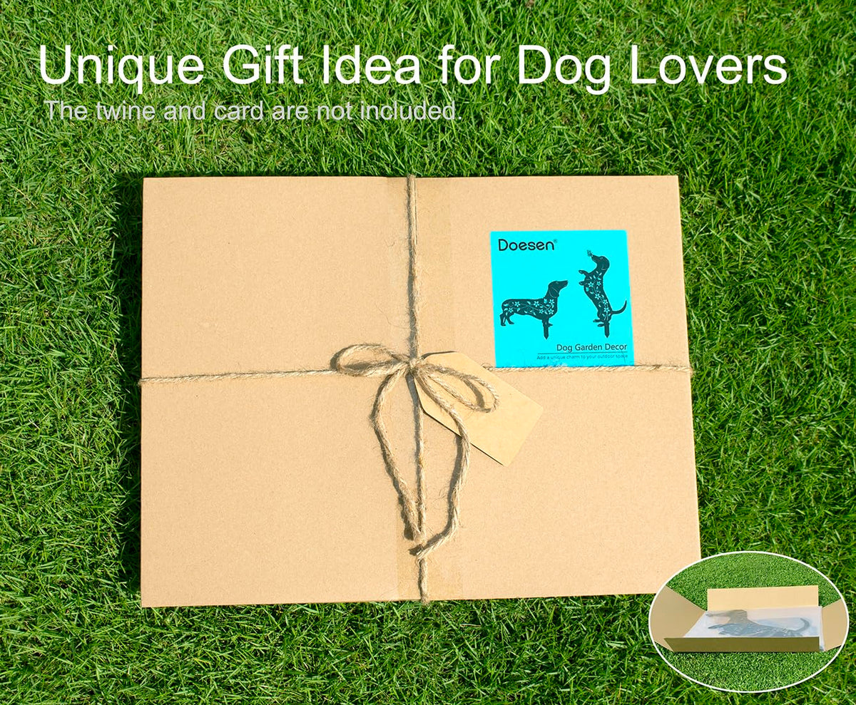 Doesen dachshund yard art stake sets up quickly without assembly.