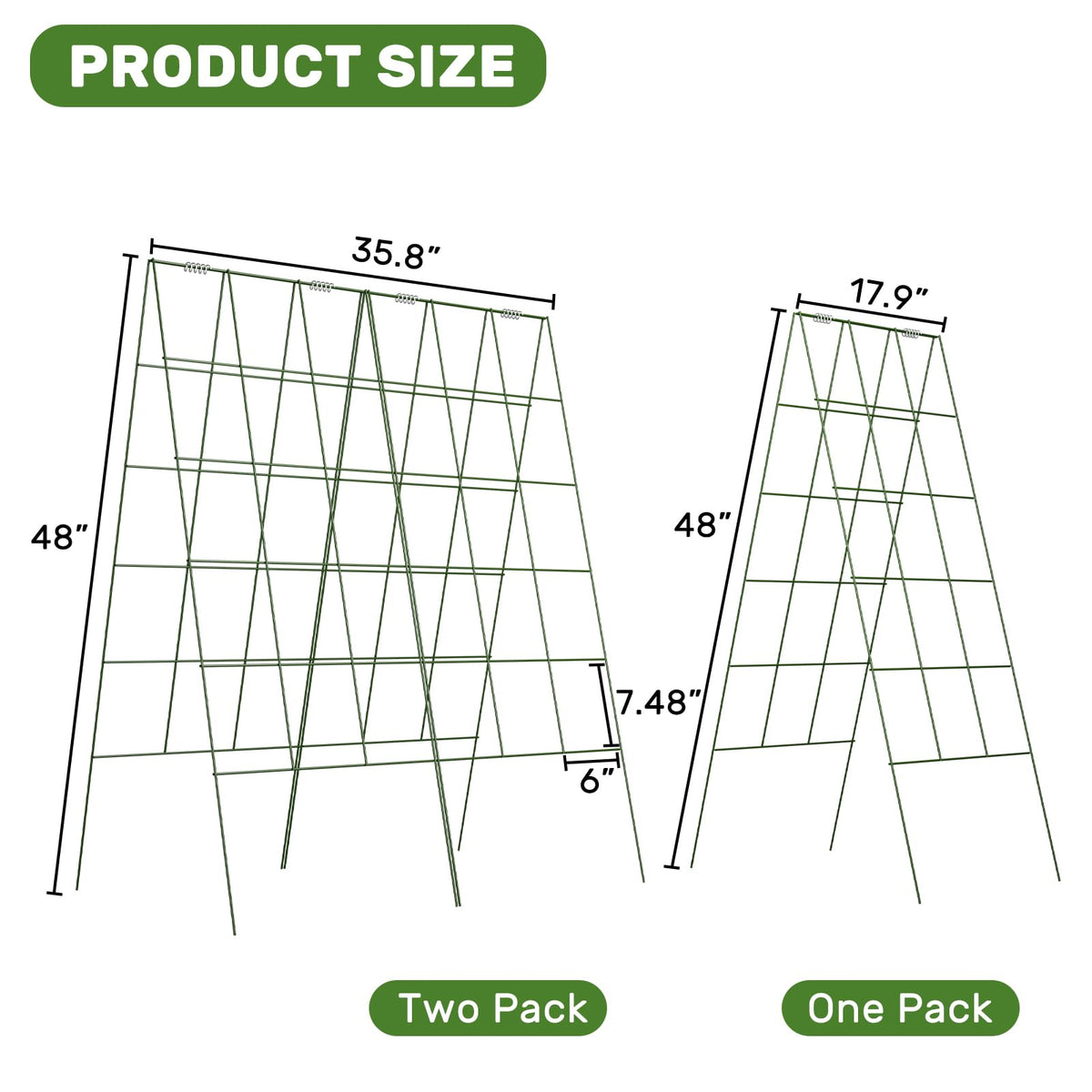 DOEWORKS two-pack garden trellis expands to 36W by 48H for wider rows