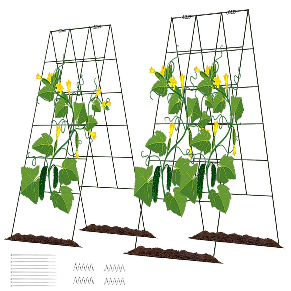 DOEWORKS cucumber trellis in 48-inch foldable A-frame supports vertical climbing plants