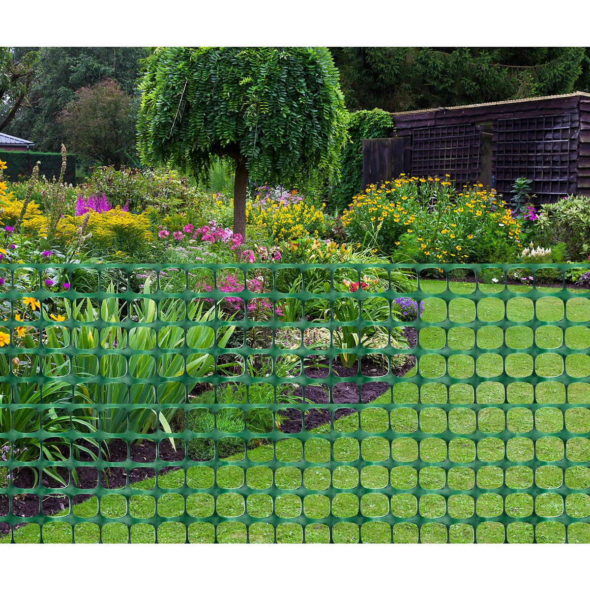 DOEWORKS easy-install fence rolls up compactly for convenient storage.