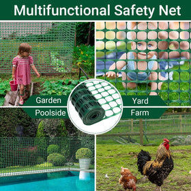 DOEWORKS green mesh fence closeup highlighting UV resistance keeps color vibrant.