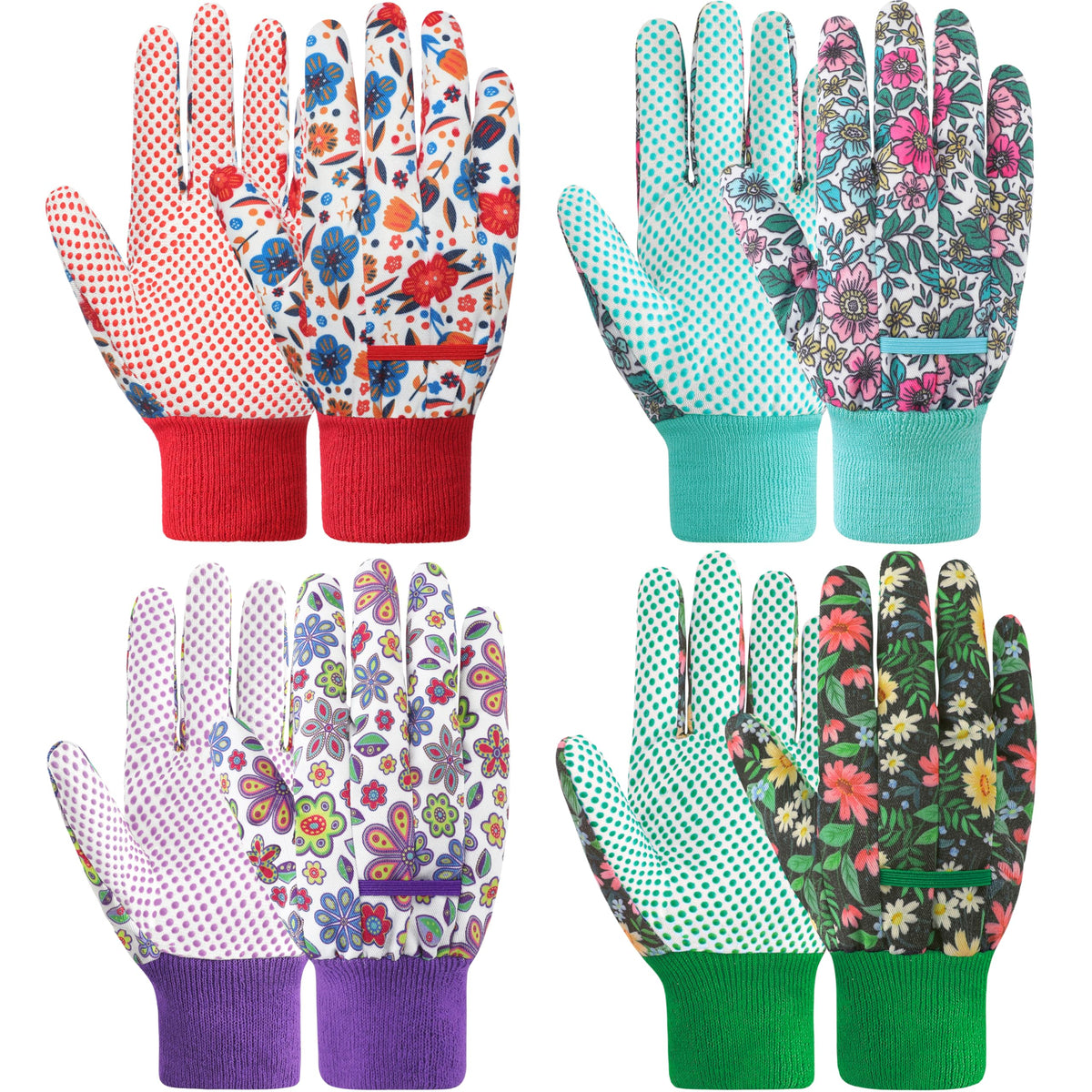 DOFOWORK gardening gloves set of four with floral pattern for comfortable planting