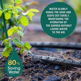 DOFOWORK two 50 ft hoses connected for longer garden runs and even watering.