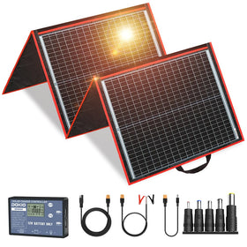 DOKIO 150W folding solar panel compact for easy camping and RV power.