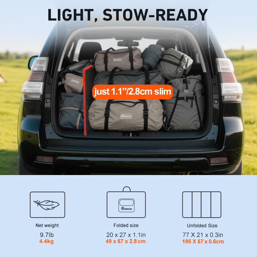 DOKIO 200W panel open at angle for efficient sun exposure.