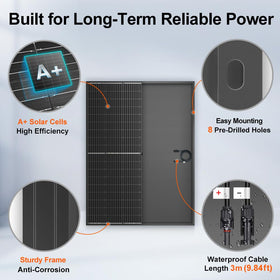 DOKIO 400W panel mounted in yard garden setup for outdoor power