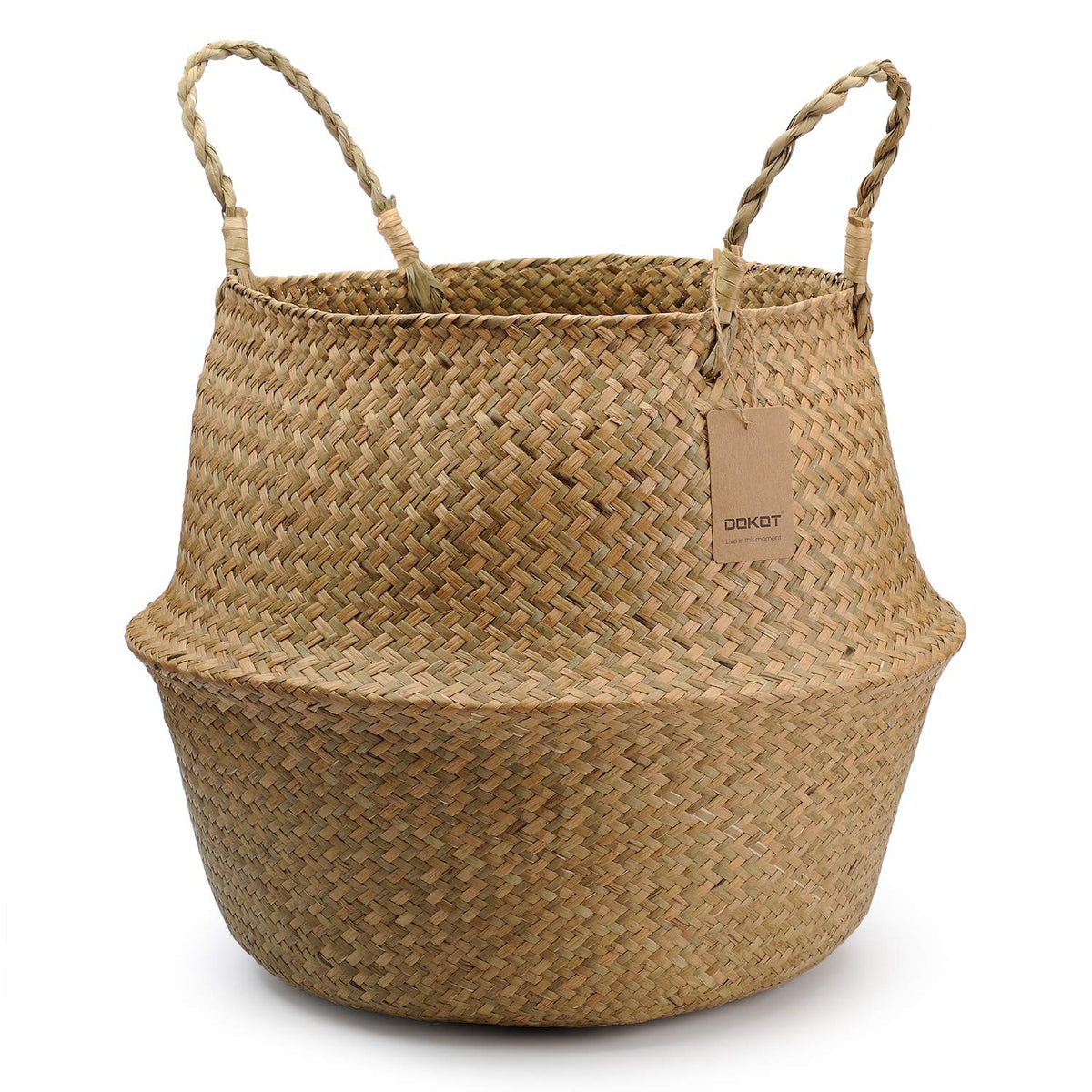 DOKOT extra-large seagrass basket with handles for easy transport and chic storage