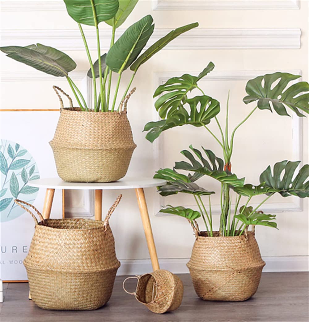 DOKOT foldable seagrass basket transforms into a bowl for flexible storage