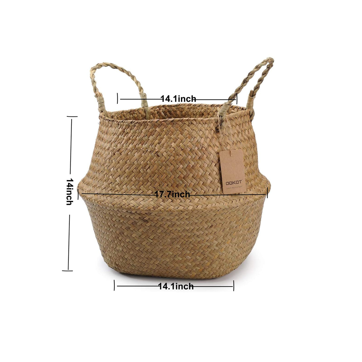 DOKOT multi use seagrass basket for decor laundry toys and picnics