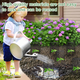 Doksving easy-install stakes help secure the plant cover.