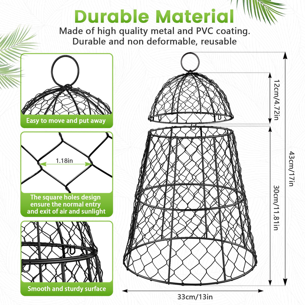 Doksving metal garden cloche exterior provides sturdy protection for crops.