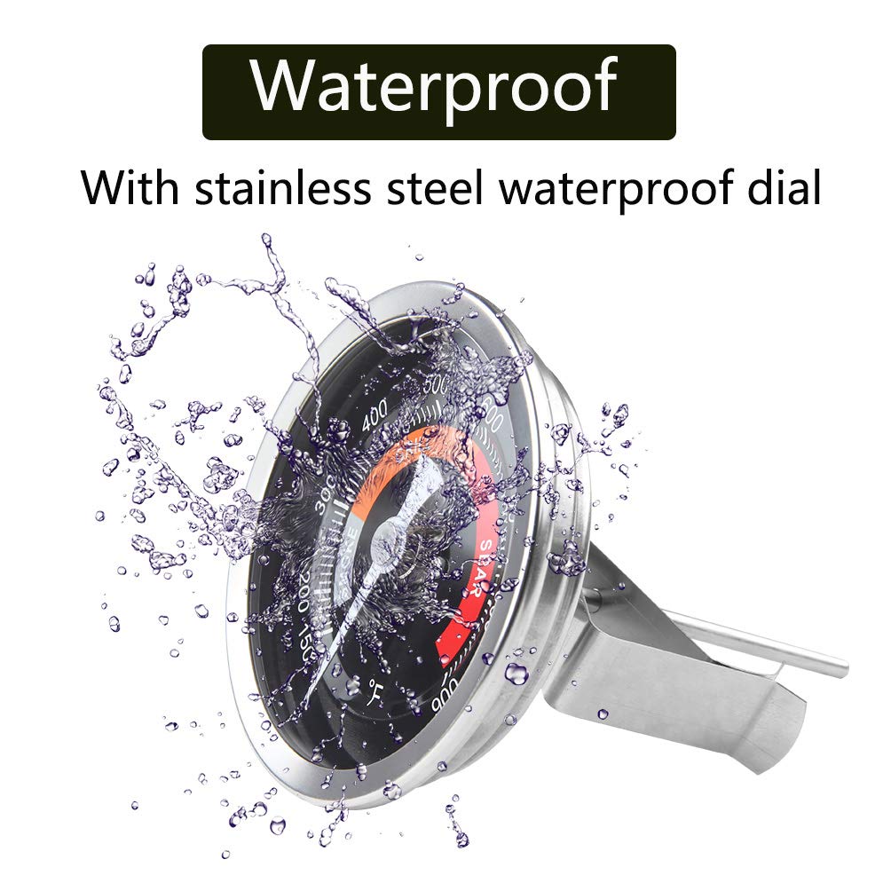 Stainless steel probe provides quick, accurate internal temperatures for doneness control