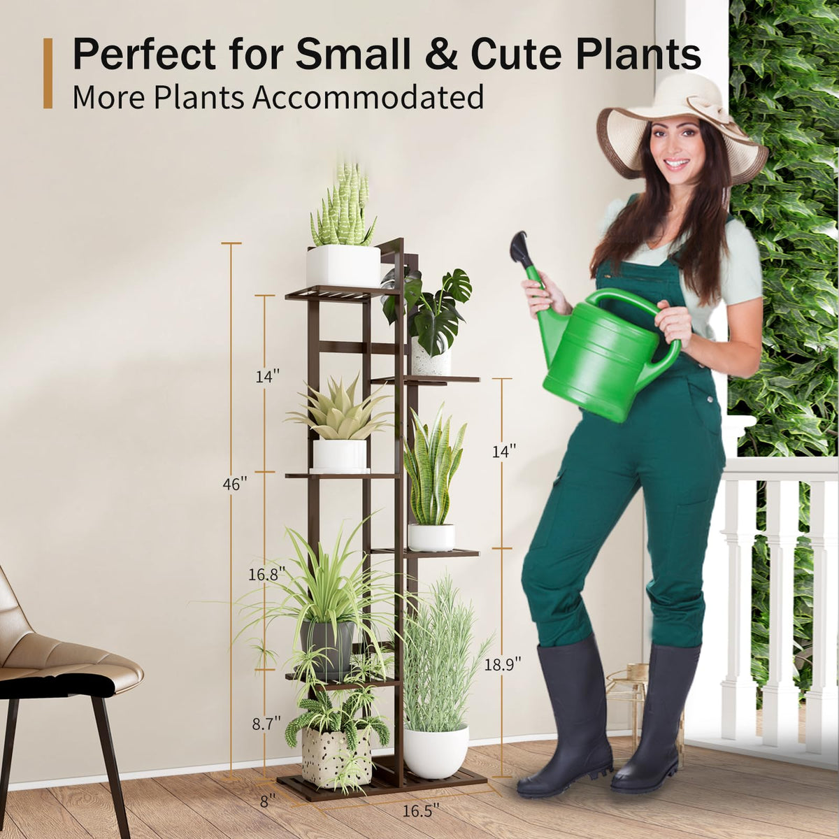 DolceLuna bamboo plant rack with sturdy base supports heavier pots safely.