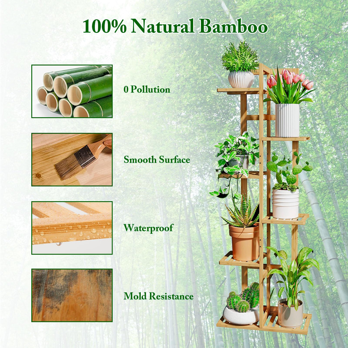 DolceLuna sturdy bamboo frame supports pots up to 20 lbs.