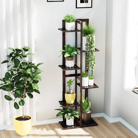 DolceLuna 46-inch tall bamboo shelf ideal for small spaces and vertical gardens.