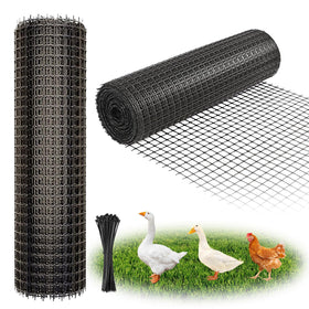 DOLEMODUO heavy-duty fence roll close-up shows 0.8x0.8 inch grid for garden protection.