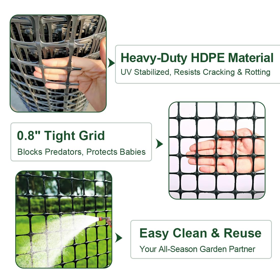 DOLEMODUO predator-proof grid protects against raccoons and foxes while letting light through.