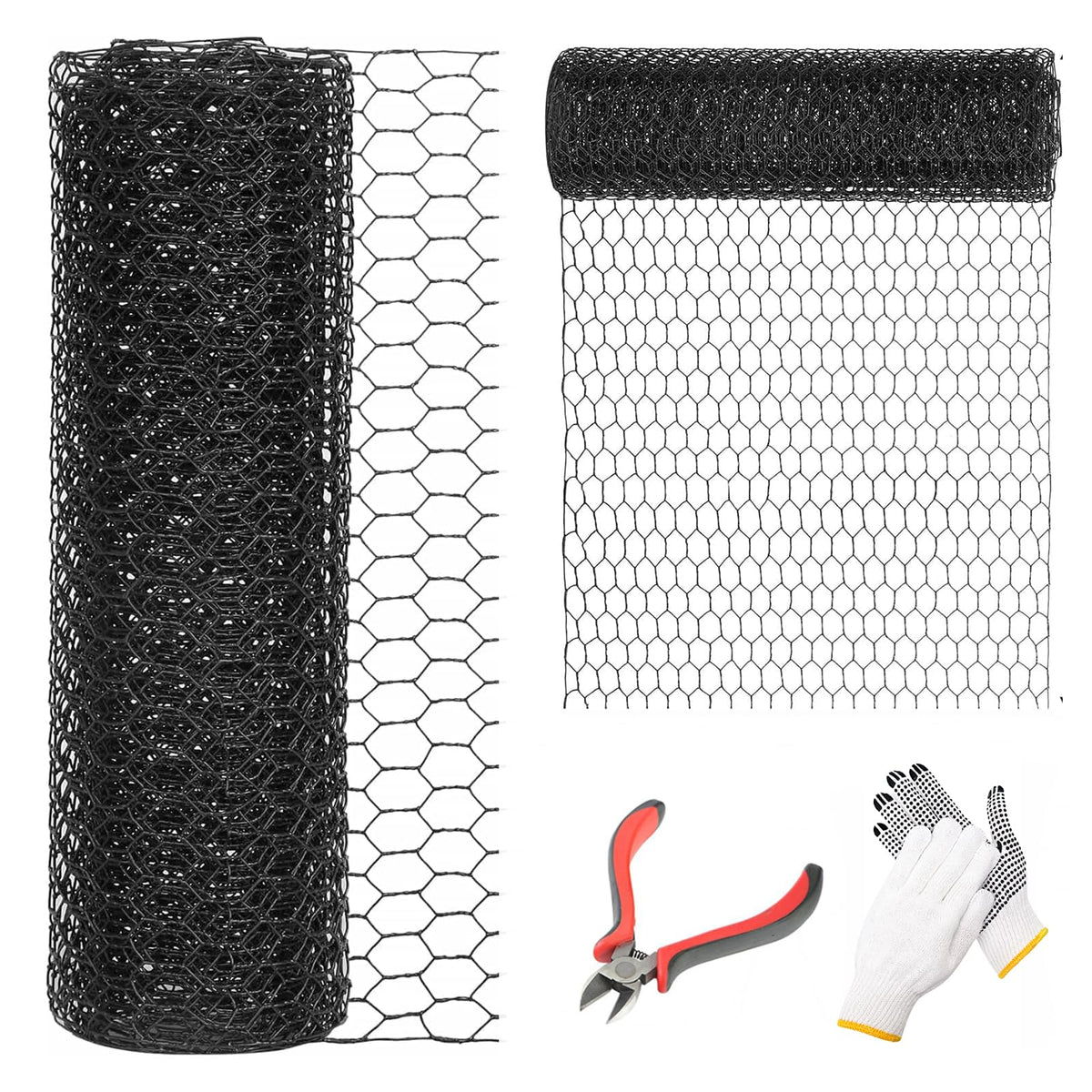 DOLEMODUO black chicken wire roll used as a durable garden fence and plant protector