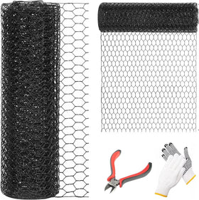 DOLEMODUO 12x50 black chicken wire mesh roll secures gardens and pets.