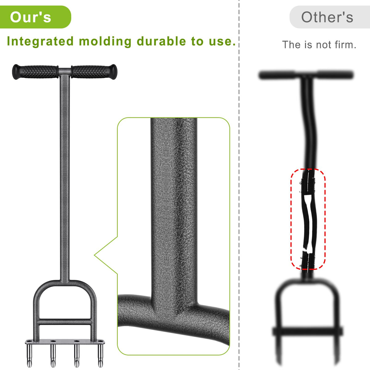 Foot bar on Dolibest aerator prevents shoe interference during coring