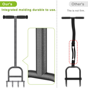 Foot bar on Dolibest aerator prevents shoe interference during coring