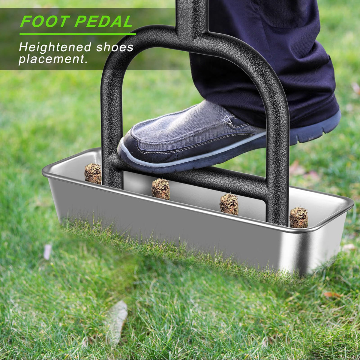 Dolibest elevated crossbar prevents shoes from interfering with soil plug ejection.