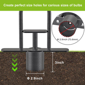 Dolibest tool with serrated edges slices through tough soil for plug work.