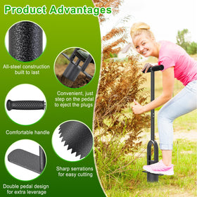 Dolibest soft grip handle on the plugger reduces fatigue during turf work.