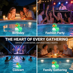DoliWish night glow lights the pool after dark for inviting ambience.