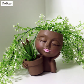 Dolkgy double pot face planter with drainage holes supports healthy roots
