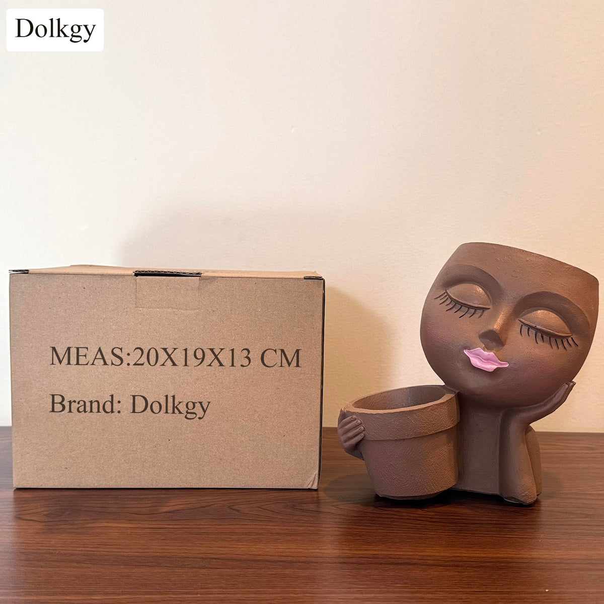 Dolkgy resin head vase decorates indoor and outdoor plant displays