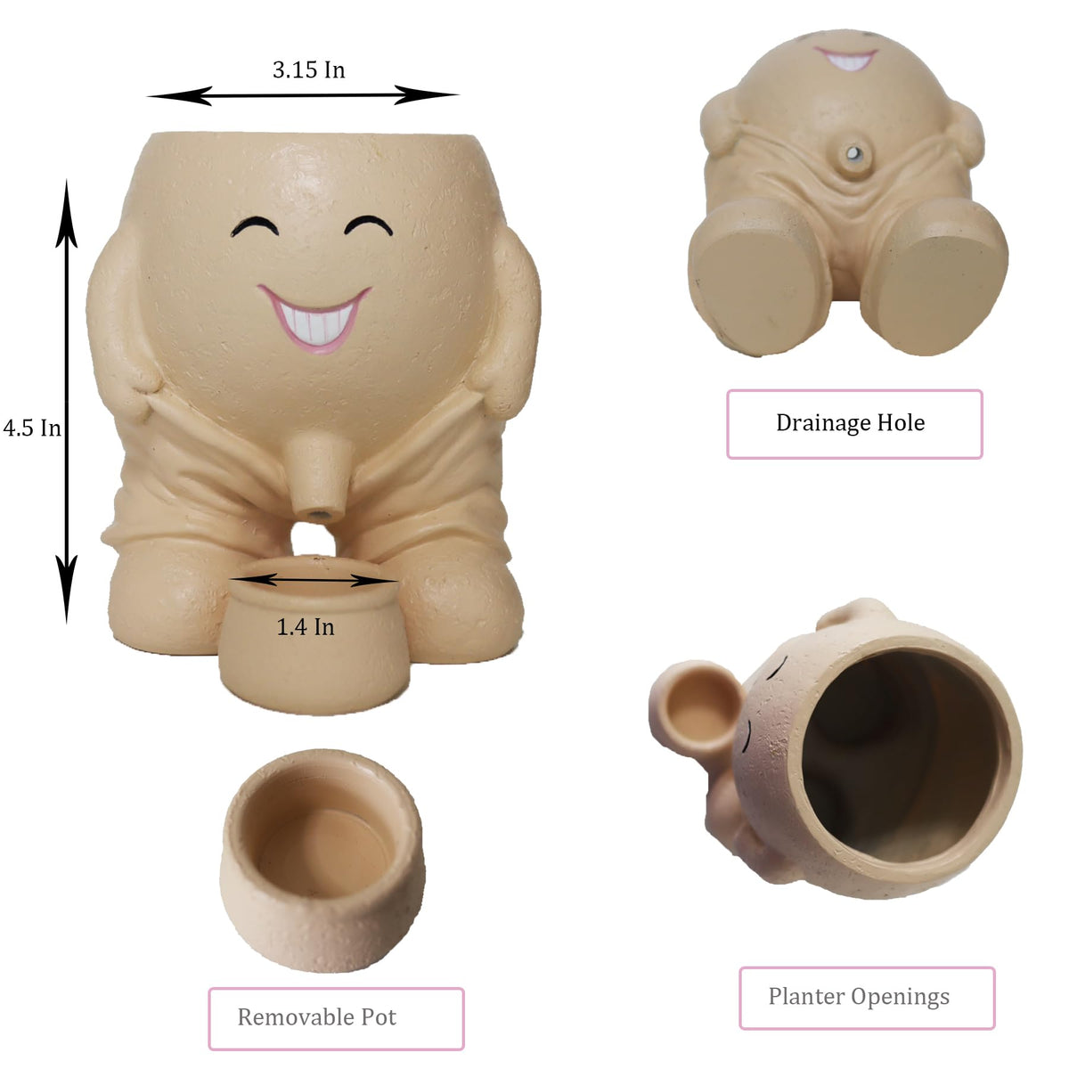 Dolkgy resin head planter built to last with durable material.