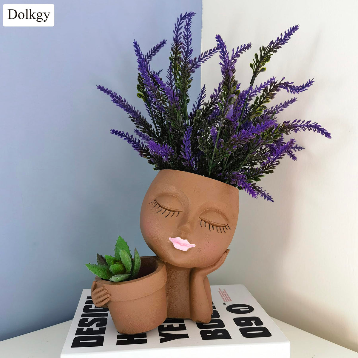 Dolkgy succulent or cactus friendly head planter suits small plants