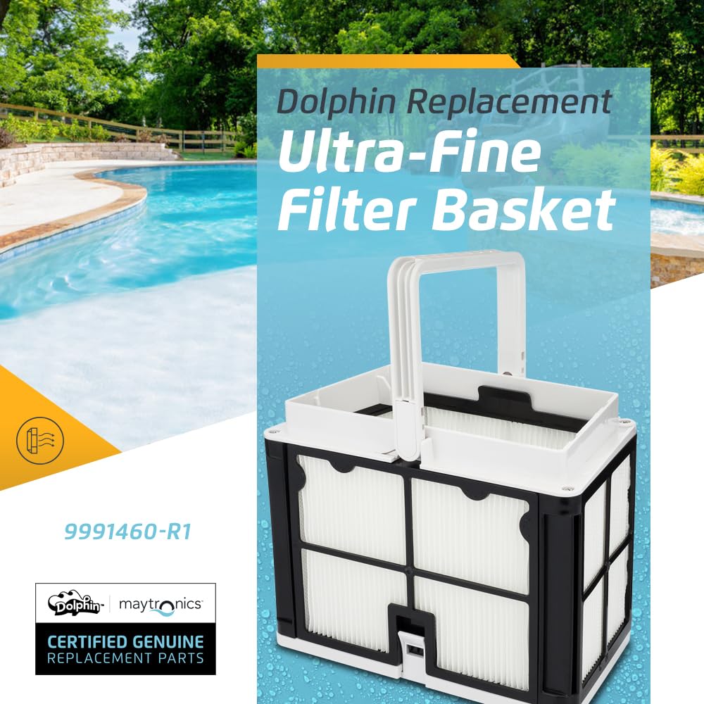 Dolphin Ultra-Fine Filter Basket 9991460-R1 close-up shows precision mesh for fine debris capture.