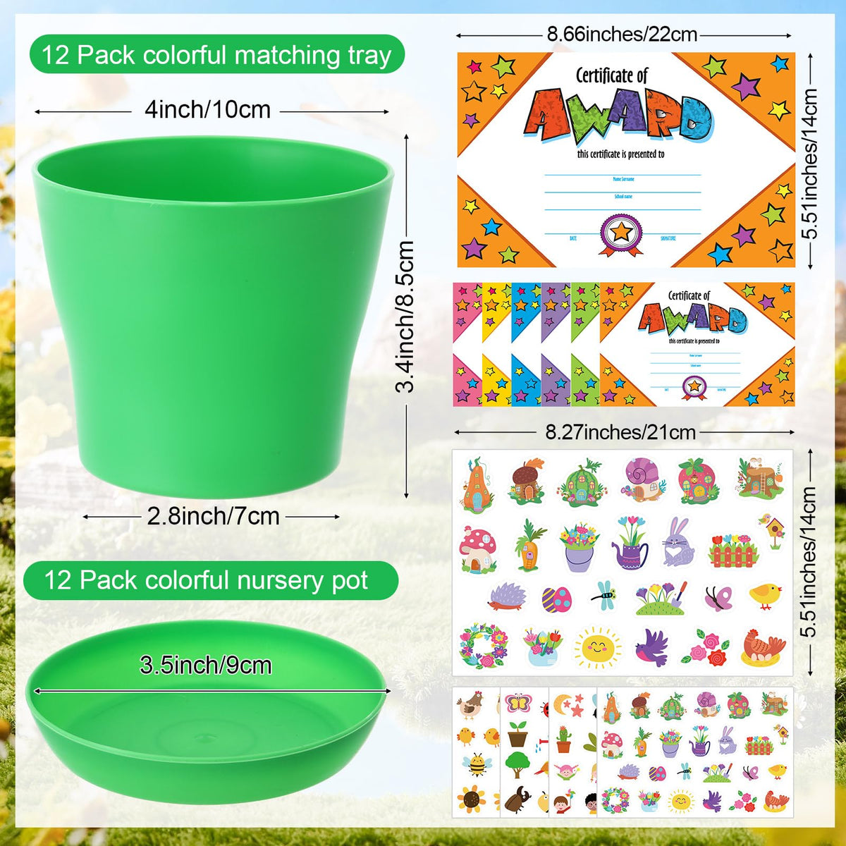 Domensi certificate cards showing kid-friendly gardening rewards