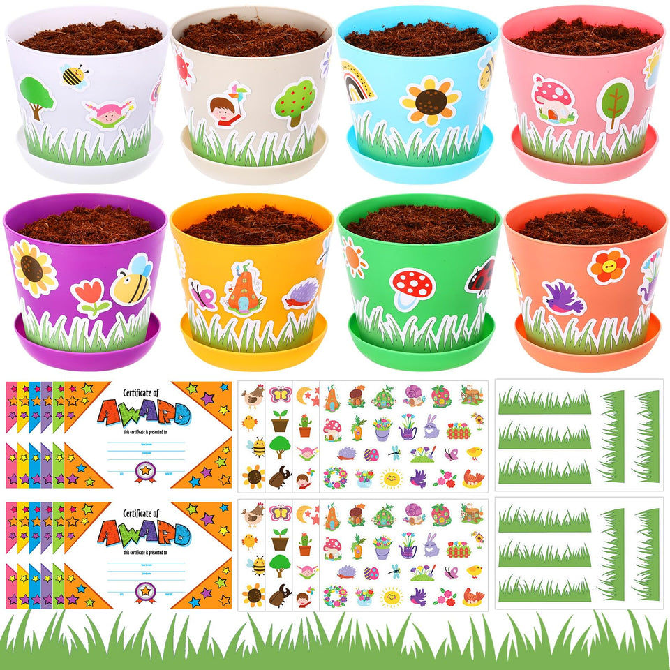 Domensi 4-inch colorful pots ready for kids' gardening projects and decor