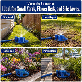 Domensi blue packaged sprinkler box, ready-to-use product for hassle-free setup.