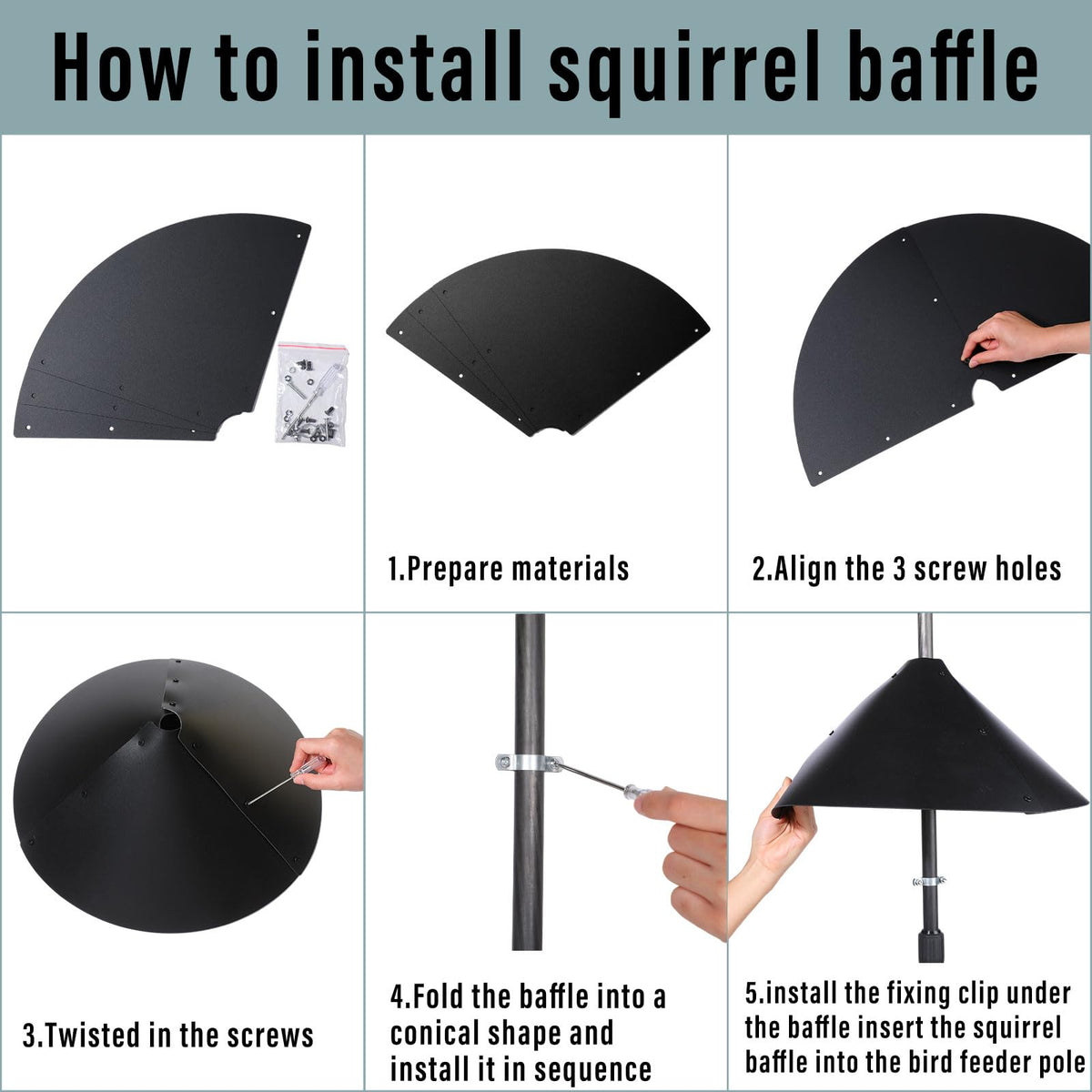 Domensi outdoor pole-mount baffle compatible with shepherd’s hooks.