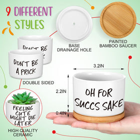 Domensi white ceramic succulent pots with witty slogans perfect for gifts