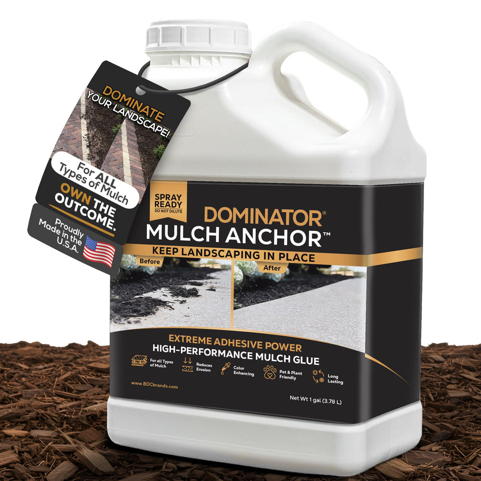 Dominator Mulch Anchor bottle close-up for easy spray application.